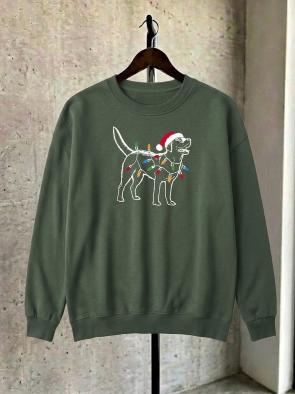 Christmas Dog Graphic Sweatshirt, Cute Style Holiday Crewneck, Unisex Fit